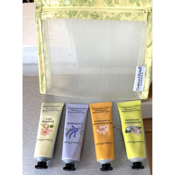 Crabtree Evelyn Hand Therapy Cream Lot x 4 Lotion 0.9 oz each NEW Set with Pouch - Picture 2 of 6